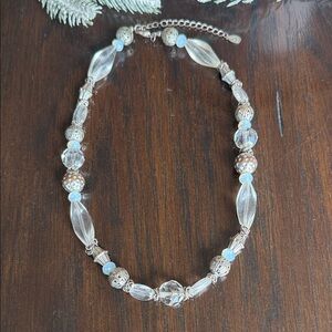 Vintage Cookie Lee Silver and Clear Beaded Necklace